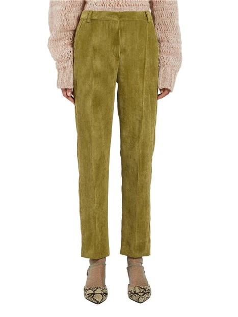 PANTALONI CROPPED IN VELLUTO A COSTE DONNA VERDE