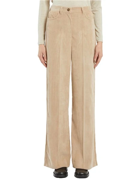 PANTALONI PALAZZO IN VELLUTO A COSTE ELASTICO DONNA BEIGE