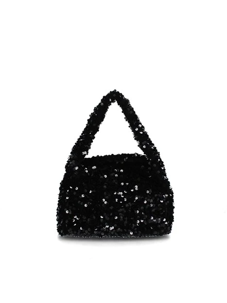 BORSA A MANO LIPARI CON PAILLETTES DONNA NERO