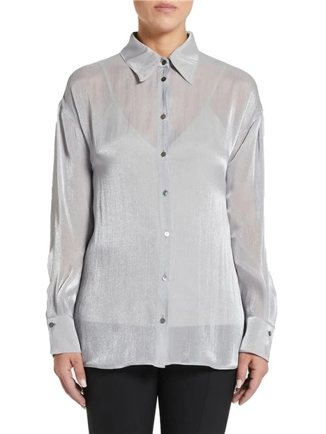 CAMICIA IN RASO CREPONNE EFFETTO BAGNATO DONNA GRIGIO