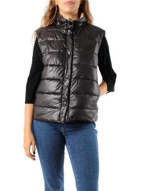 GILET IMBOTTITO CORTO IN TESSUTO TECNICO DONNA NERO