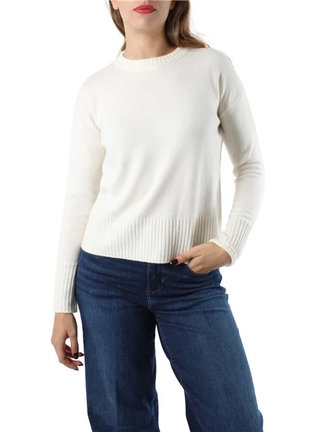 MAGLIA GIROCOLLO LANA MISTO CASHMERE DONNA AVORIO