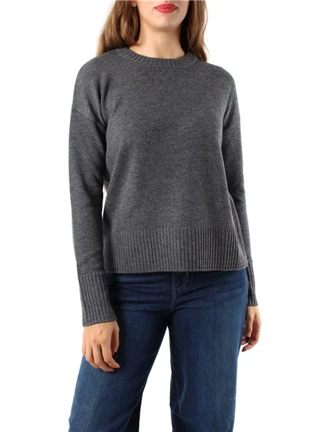 MAGLIA GIROCOLLO LANA MISTO CASHMERE DONNA GRIGIO