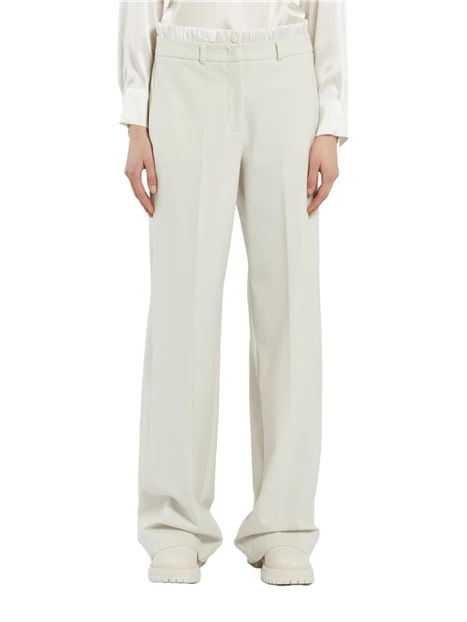 PANTALONI PALAZZO IN TELA BIELASTICA MISTO VISCOSA DONNA BIANCO