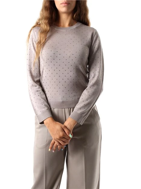 MAGLIA GIROCOLLO IN LANA EXTRAFINE DONNA GRIGIO