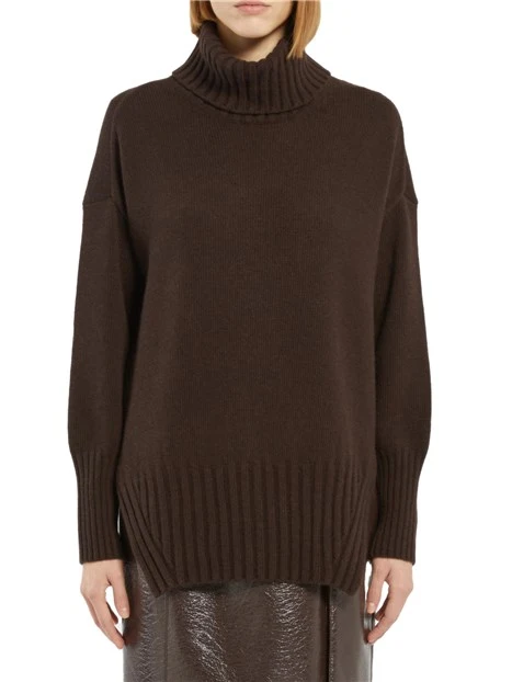 MAGLIA DOLCEVITA IN LANA CASHMERE DONNA MARRONE