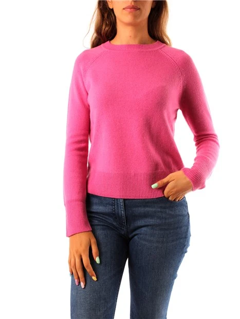 MAGLIA GIROCOLLO FILATO LANA E CASHMERE DONNA ROSA