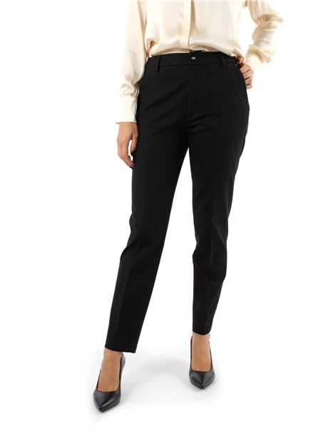 PANTALONI CHINO DIAMOND IN MISTO VISCOSA DONNA NERO