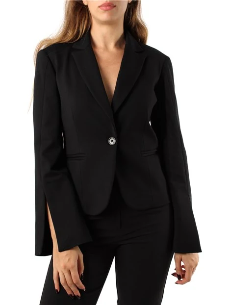 GIACCA BLAZER MONOPETTO CON SPACCHETTI SULLE MANICHE DONNA NERO