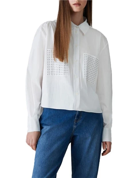 CAMICIA CON BORCHIE DONNA BIANCO