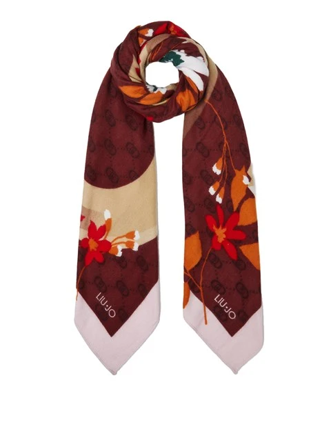 FOULARD CON LOGO A FANTASIA DONNA BORDEAUX