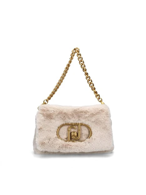 BORSA A SPALLA LAPUFFY IN PELLICCIA SINTETICA DONNA BEIGE