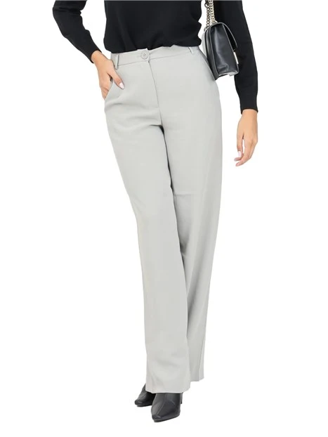 PANTALONI PALAZZO CON LOGO METALLIZZATO DONNA GRIGIO