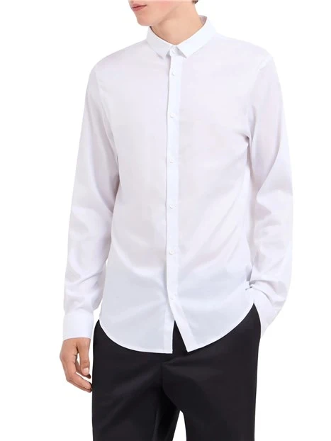 CAMICIA CON LOGO RICAMATO SUL PETTO UOMO BIANCO