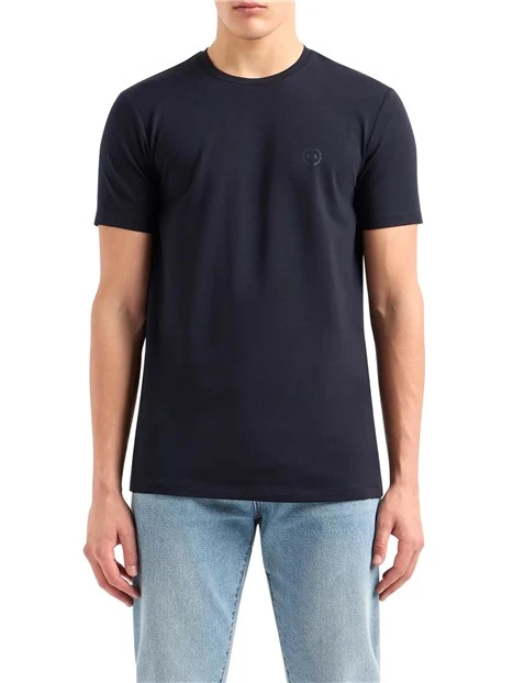 T-SHIRT MANICA CORTA CON LOGO CIRCOLARE UOMO BLU