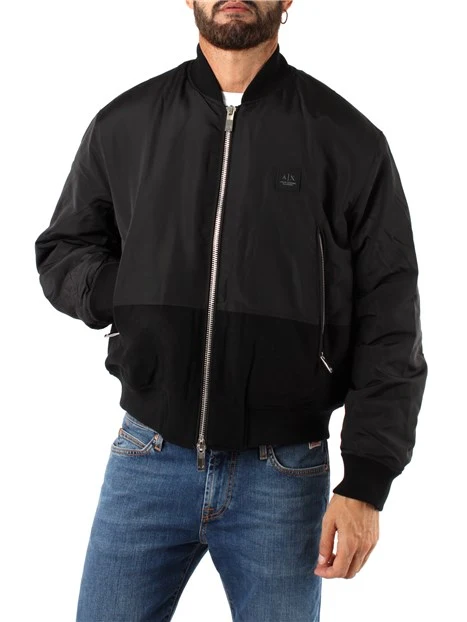 PIUMINO BOMBER CON LOGO UOMO NERO