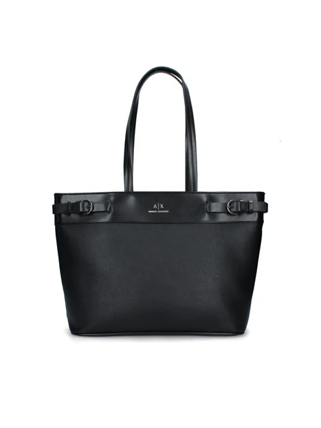 BORSA SHOPPING CON FIBBIE DONNA NERO