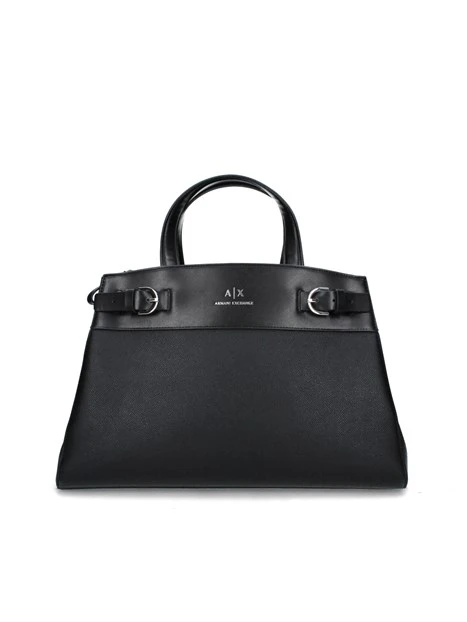 BORSA SHOPPING CON INSERTI ARGENTO DONNA NERO