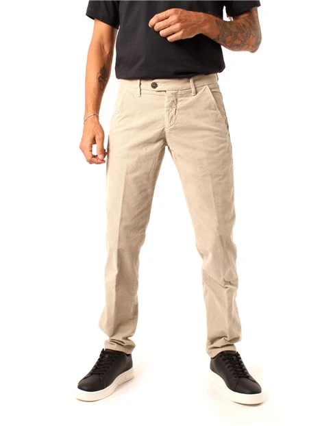 PANTALONI CHINO IN VELLUTO UOMO BEIGE