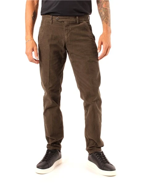 PANTALONI CHINO IN VELLUTO UOMO MARRONE