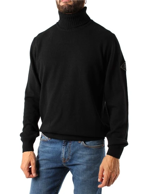 MAGLIA DOLCEVITA CON LOGO MISTO LANA E CASHMERE UOMO NERO