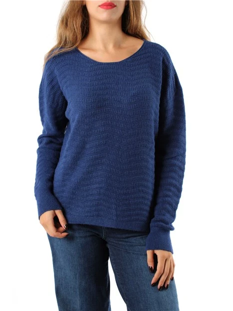 MAGLIA GIROCOLLO IN MISTO VISCOSA CON TRAMA DONNA BLU