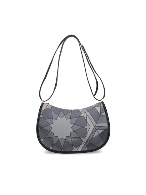 BORSA A SPALLA MACRO HOBO DONNA GRIGIO NERO