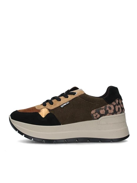 SNEAKERS PLATFORM INSERTI ANIMALIER DONNA NERO