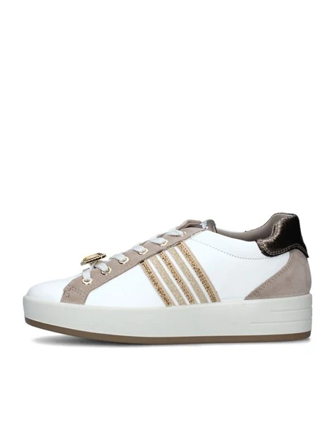 SNEAKERS BASSE CON GIOIELLO IN PELLE SCAMOSCIATA DONNA BIANCO