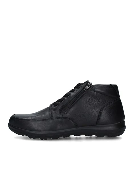 SNEAKERS ALTE IN PELLE CON ZIP E LACCI UOMO NERO