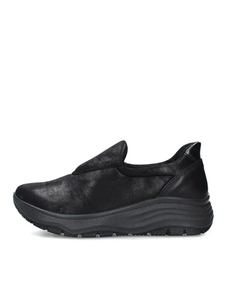 SNEAKERS SLIP ON CON SOLETTA IN PELLE DONNA NERO