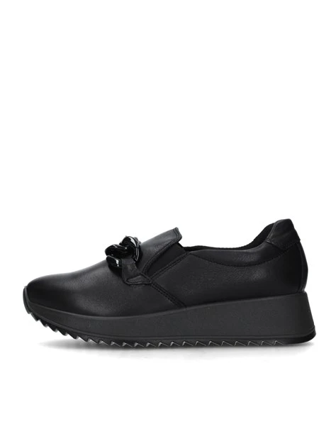 SNEAKERS SLIP ON CON MORSETTO IN PELLE DONNA NERO