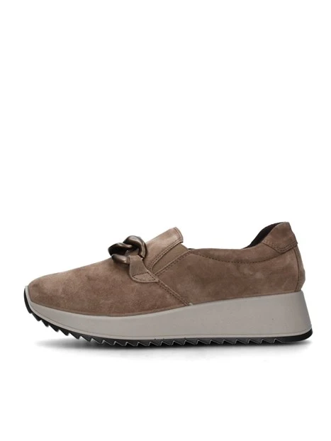 SNEAKERS SLIP ON IN CAMOSCIO CON MORSETTO DONNA BEIGE