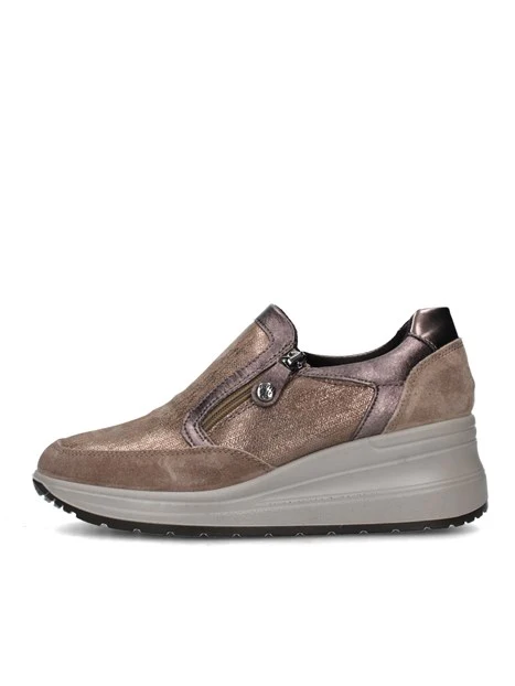 SNEAKERS SLIP ON CON CERNIERA DONNA BEIGE