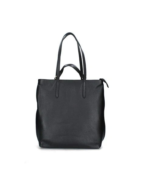 BORSA SHOPPING IN PELLE DONNA NERO