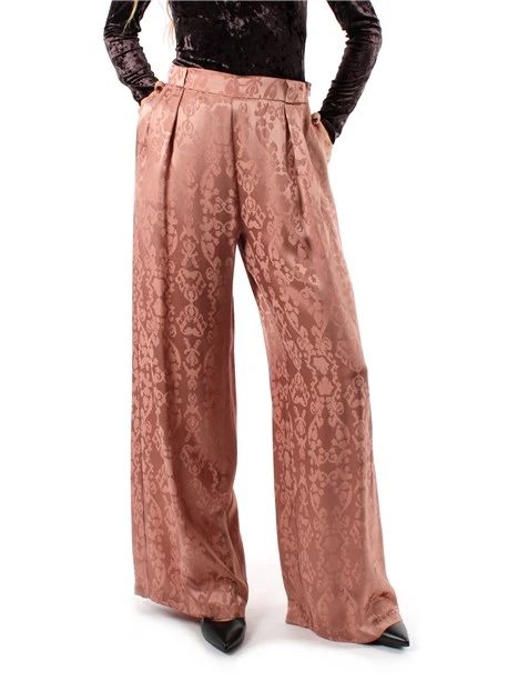 PANTALONI PALAZZO IN SATIN JACQUARD DONNA ROSA