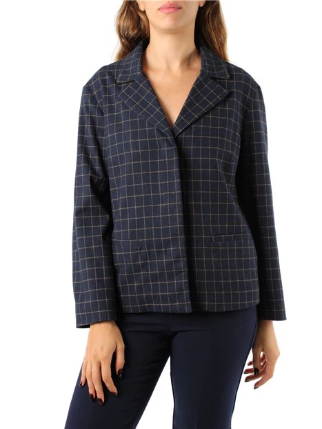 GIACCA BLAZER A QUADRETTI DONNA BLU