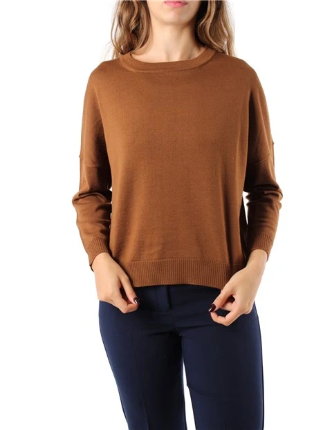 MAGLIA GIROCOLLO IN PURA LANA MERINO DONNA MARRONE