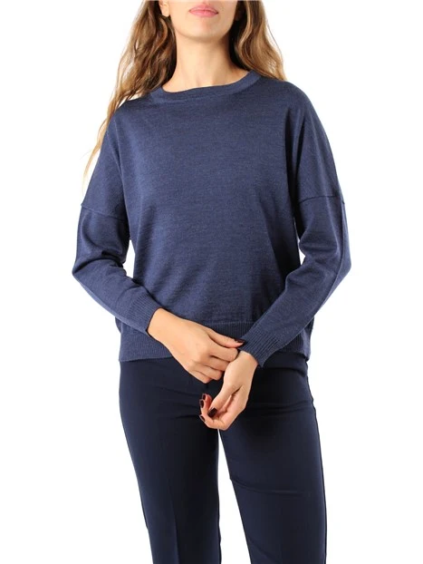 MAGLIA GIROCOLLO IN PURA LANA MERINO BLU