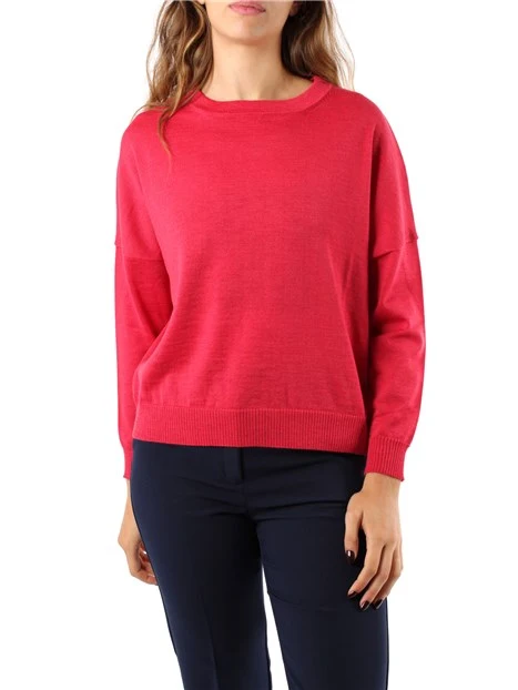 MAGLIA GIROCOLLO IN PURA LANA MERINO DONNA FUCSIA