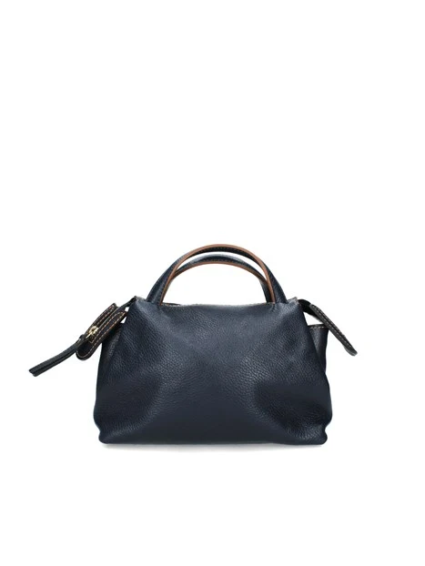 BORSA A MANO IN VERA PELLE CON INSERTI MARRONE DONNA BLU