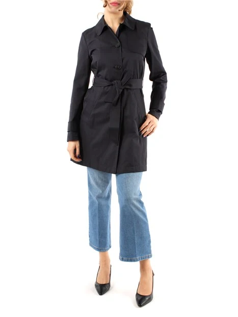 TRENCH ANTIGOCCIA IN MISTO COTONE DONNA BLU