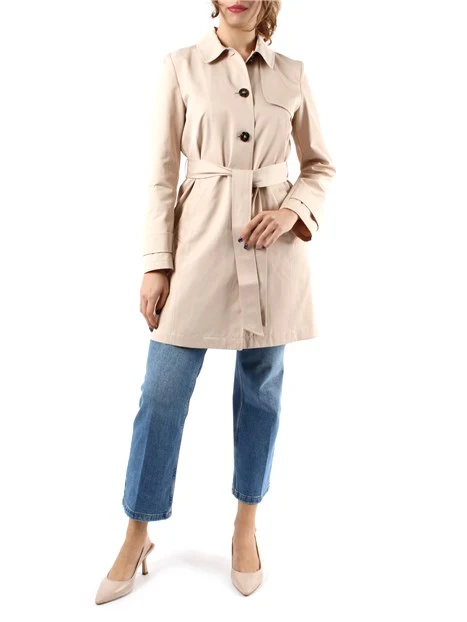 TRENCH ANTIGOCCIA IN MISTO COTONE DONNA ECRU