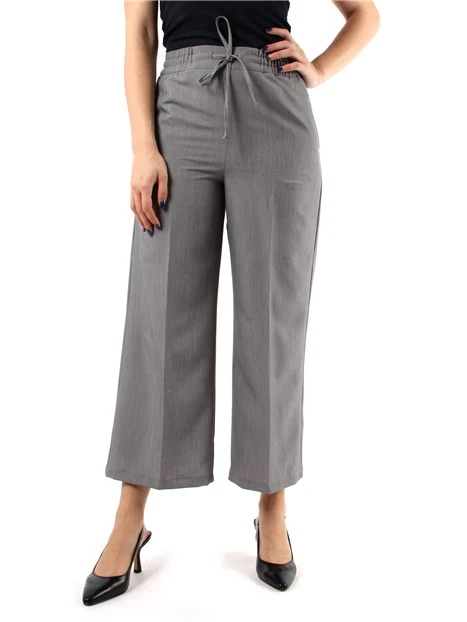 PANTALONI CROPPED AMPI CON COULISSE IN VITA DONNA GRIGIO