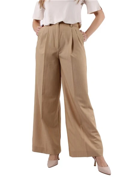 PANTALONI PALAZZO IN MISTO VISCOSA DONNA BEIGE