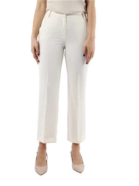 PANTALONI CROPPED A ZAMPA IN TWILL DONNA BIANCO BURRO