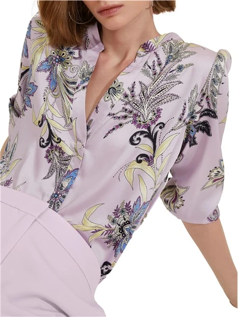 BLUSA CON STAMPA FLOREALE DONNA LILLA