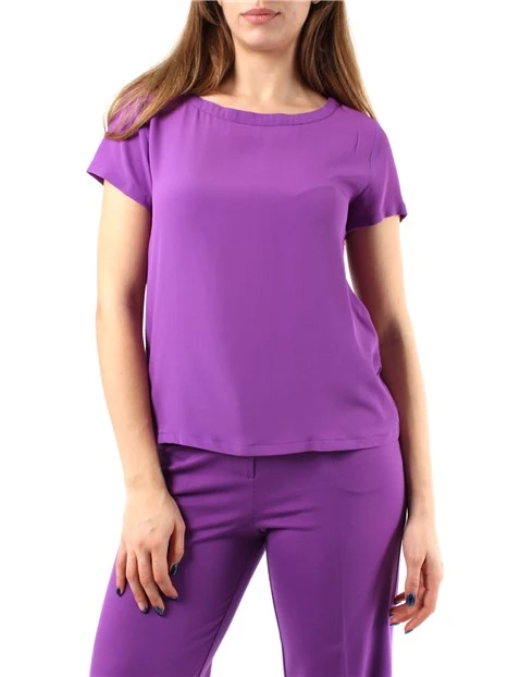 BLUSA A MANICA CORTA IN CRÊPE MISTO SETA DONNA VIOLA