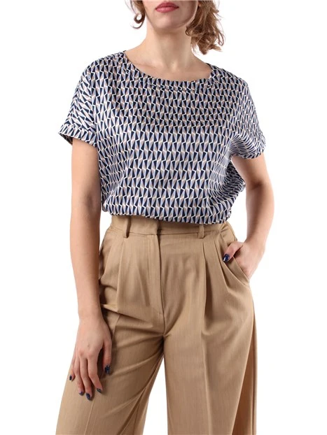 BLUSA A FANTASIA GEOMETRICA DONNA BLU