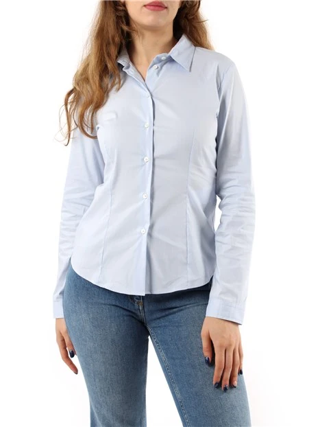 CAMICIA IN POPELINE STRETCH DI COTONE DONNA AZZURRO